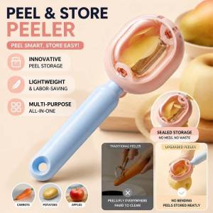 🍎 Colorful Storage Peeler with Container for Potatoes & Fruits Multifunction Peeling Blade Kitchen Gadget / Stainless Steel / Easy Cleaning / Ergonomic Handle / Rustproof / Compact Storage