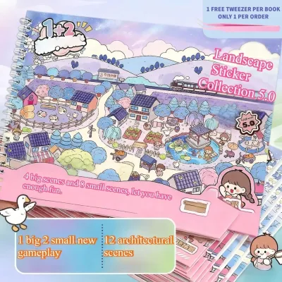Telado 5.0 Pastoral Series DIY Sticker Book Set Cute Journal Scene 12 Builds Gift for Girls Kids