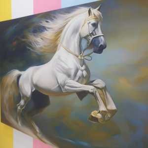 Hiasan Dinding Super Jumbo KUDA PUTIH 1 EKOR Media Kain Kanvas Premium