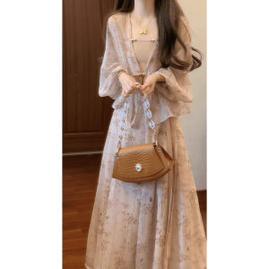 2026 Summer New Chinese Style Improved Hanfu Three-piece Set Floral Cardigan Long Skirt Outfit