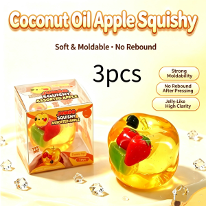 KEBIDU Soft Moldable Apple Squishy Coconut Oil Sensory Toy No Rebound Squeeze Ball Safe Non-Toxic Fidgets For ADHD Autism Anxiety Relief Office Desk Toy