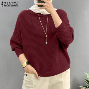 Esolo ZANZEA Muslimah Women Muslim Batwing Sleeve Knitted Blouse Casual Solid Tops Casual Plus Size MLS