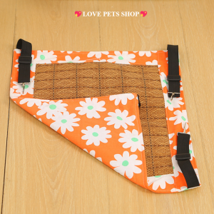 Võng treo chuồng cho Mèo 2 mặt chiếu cói & Canvas có 4 móc treo (mẫu mới) - Love Pets Shop
