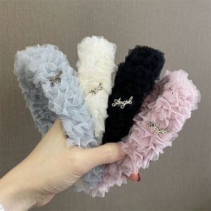 F4 Bando Korea Lebar 3.5cm Bando Wanita Bahan Brokat Bandana Sifon Korean Lace Headband AJ37