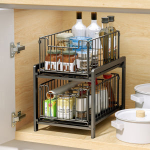 SG Stock Under Sink 2-Tier Sliding Drawer Organizer - Bathroom & Cabinet Space-Saving Pull-Out Shelf Kitchen Storage