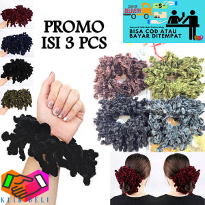 Klik-Beli (PROMO ISI 3 PCS) Ikat Rambut Ubur Ubur 50 JURAI / Cepol Hijab Scrunchie SEDANG / Cepolan Cendol Kunciran
