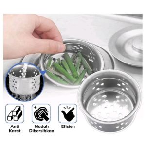 SARINGAN BAK LUBANG WASTAFEL CUCI PIRING STAINLESS ANTI KARAT