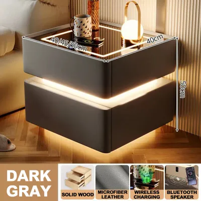 Simple modern bedroom bedside table smart bedside table wireless charging bluetooth speaker tri-color light with sensor light