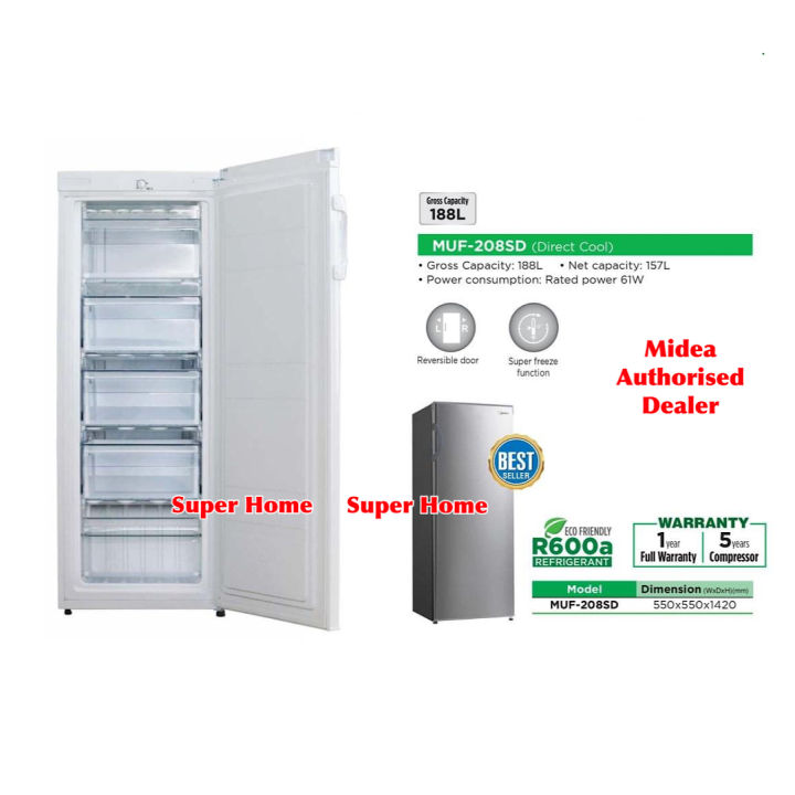 Midea Upright Freezer MUF208SD (188L) Lazada