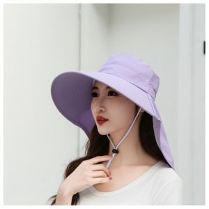 YUNAFIN UV Anti Outdoor Fisherman Hat Fashion Wide Brim Shawl Women Summer Hat 2024 Neck Protection Sunscreen Ponytail Cap