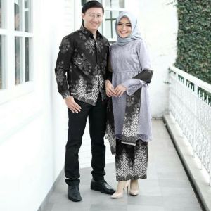 Neza Batik Couple Danila Tunik Tali pinggang free selendang mix katun primis Sarimbit kebaya couple pasangan terbaru 2022 elegan