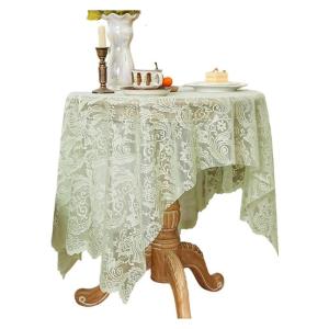 Lace Embroidered Tablecloth Elegant Openwork Design Breathable Polyester Fabric For Dining Party Wedding Decoration