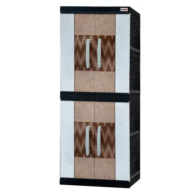STUDIO - Lemari Pakaian Plastik 2 Pintu Jumbo Motif Bunga Printing VIP GANTUNG + KACA
