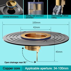 OKKFINE Anti-odor Shower Floor Drain Backflow Preventer Dectable Drain Filter Plug Useful Universal Fast Drainage Floor Drain Bathroom Supplies