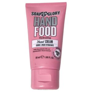 Soap & Glory Hand Food Hand Cream - Almond Oil + Shea Butter Hydrating Cuticle & Hand Moisturizer - Rose & Bergamot Scented Hand Cream for Dry Hands 50mL