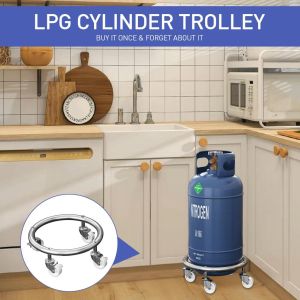 🏠Movable Propane Tank Stand with Brake Casters Rust-proof Stainless Steel Gasul Base Patungan ng Gasul na may Gulong para sa Kusina