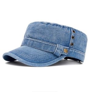 SIXIS Vải Denim Mũ bóng chày Chất liệu cotton Kích thước có thể điều chỉnh Mũ lưỡi trai phẳng Thực tế Thiết kế tấm che Mũ thiếu sinh quân Tất cả các mùa
