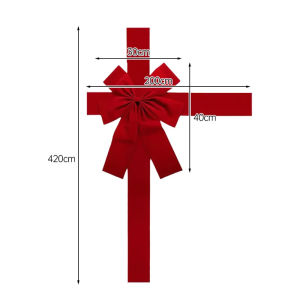 Big Christmas Bow Red Ribbon Christmas Front Door Decor Large Bowknot DIY Kit Xmas Outdoor Decoration Door Hanging Ornaments