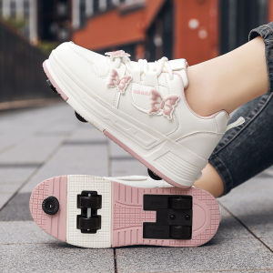 4 Wheel Retractable Roller Shoes with Front Brake Roller Skates for Kids Adults Outdoor Sports Shoes Boys Girls
