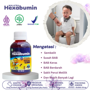 Obat Anak Sembelit - Susah BAB - BAB Keras dan Tidak Lancar - Sakit Perut Melilit - BAB Berdarah - Pelancar BAB Anak - Hexabumin Madu Anak + Albumin