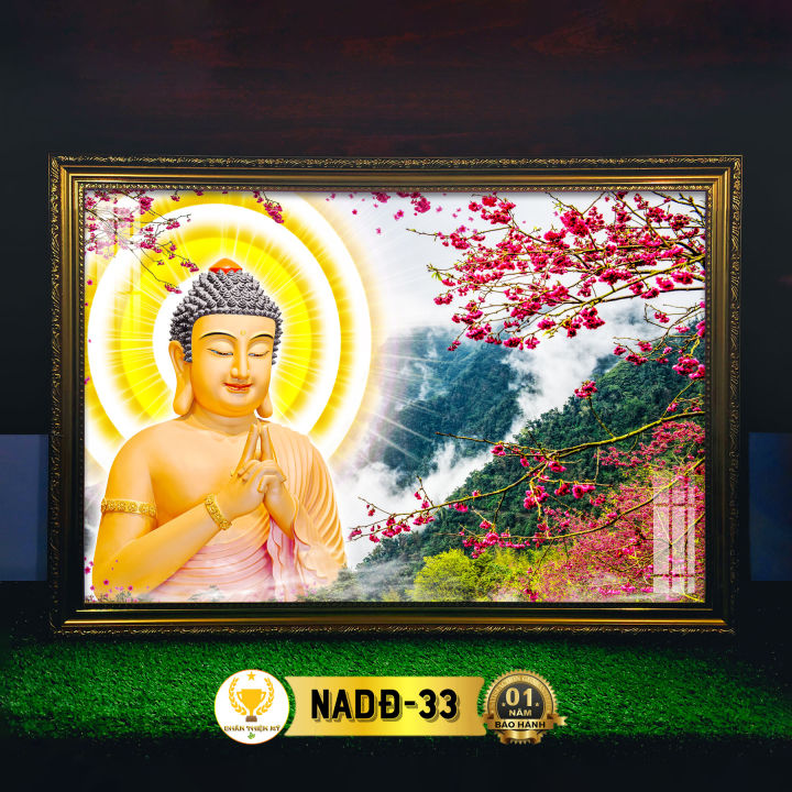 Tranh Thờ Phật A Di Đà Có Đèn CHÂN THIỆN MỸ, Treo Tường Trang Trí Bàn ...