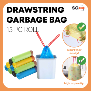 15 Pc Trash Bag Drawstring Garbage Bag Drawstring Drawstring Trash Bag | Rubbish Bag Dustbin Plastic Bag Rubbish Bin Bag