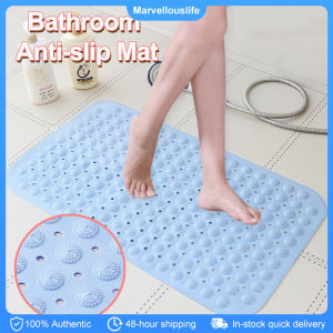 PVC Bathroom Mat Anti-slip Sucker Square Mats Foot Massage Pad with Drain Hole Non Slip Doormat Bathroom Accessories