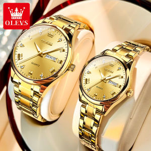 OLEVS Couple Watches A pair of authentic brand 2026 new men and women waterproof fashion gold luxury watch gift