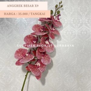 SFS - BUNGA PALSU ANGGREK BAHAN LATEX REAL TOUCH MIRIP ASLI ORCHID ARTIFICIAL FLOWER 1 TANGKAI ISI 9 KEPALA BESAR BUNGA HIAS HIASAN POT ANGGREK HIAS TANAMAN ANGGREK