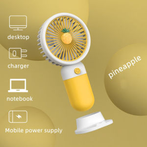 Cute Handheld Mini Cartoon Fan 2 IN 1 Hand Fan Small Bear Shape Portable USB Rechargeable Small Pocket Fan Battery Operated Fan with Lighting