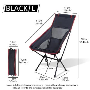 Outdoor breathable camping high-back recliner portable folding chair fishing beach chair