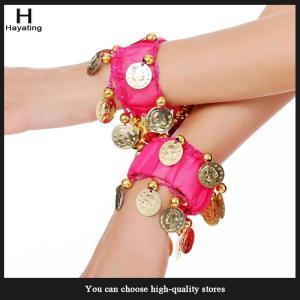 Hayating 1Pcs Belly Dance Metal Bracelets Belly Dancing Wrist Ankle Cuffs Bracelets Chiffon Belly Dance Accessories