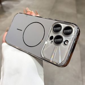 Luxury Laser Camera for Magsafe Cover for iPhone 17 16 15 14 13 12 Pro Max 17 ProMax Large Window Matte Magnetic Phone Cover