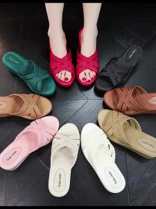 [Free Shipping] Thick-Soled Slippers For Women Fashionable High-Heeled New Style For Summer Outdoor Wear Non-Slip Wedge Heel Sandals For Home And Bathroom