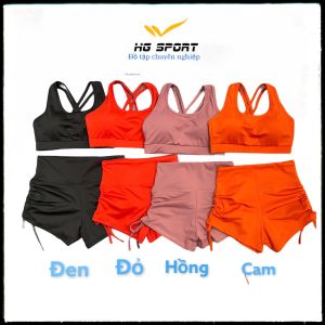 Bộ tập Gym Yoga Nữ Áo Bra Kèm Mút Quần Đùi Dây rút Hg Sport BD106
