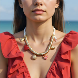 Vintage Handmade Charm Cord Necklace For Women Golden Ocean Animal Pendant Rope Chain Jewelry Summer Fashion Wearing Gift h260729