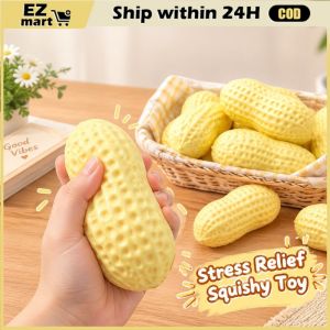 Crunchy Peanut Stress Ball Food-Shaped Squeeze Ball Squishy Toys ASMR Sensory Anti Stress Fidget Toys for Adults Christmas Gift