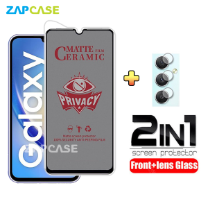 PAKET 2in1 Anti Gores Layar Privacy Samsung A34 5G Free Tempered Glass Camera Lens
