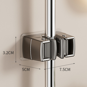 No Drill Adhesive Mop Broom Holder - Waterproof Wall Mount Clip for Bathroom/Shower Storage Hook Rack Organizer