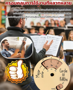 แผ่นไม้สำหรับเล่นทำนองเพลงวงกลมที่ห้า แผ่นคอร์ดสเกล แผ่นสเกลสำหรับเล่นทฤษฎีดนตรีอย่างรวดเร็ว นักดนตรีต้องมีกีตาร์ 木制五度圈音阶盘