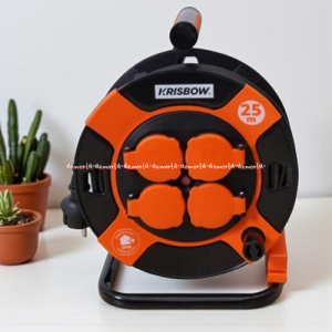 Krisbow 25meter Outdoor Cable Roll 4socket Mini Drum Kabel Gulung 4lubang Dengan Tatakan Dan Pegangan Penutup Untuk Luar Ruangan Hitam Orange 25m Kris