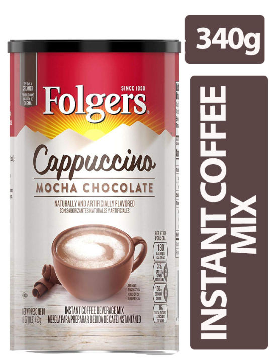 Folgers Cappuccino Mocha Chocolate Instant Coffee Beverage Mix, 16 oz 453g