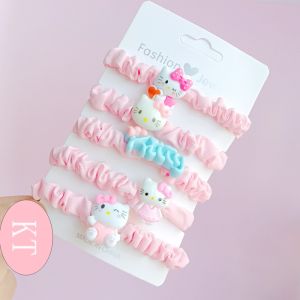 5Pcs/set Sanrio Hair Rope Kuromi Cute My Melody Cartoon Hello Kitty Pochacco Hair Accessories Rubber Band Headwear Girl Gift