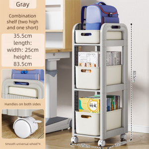 ING 2/3-Tier Rolling Storages Cart 4 Wheels Movable Bookshelf Storage Trolley Large Capacity Small Cart Rack