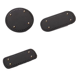 EDDY SONG 3PCS/SET Solid Color Leather Bag Base Oval Round Bottom Handmade Woven Leather Bag Bottoms Durable with Holes DIY Crochet Bag Bottom Home