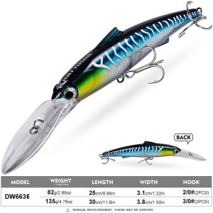 ADAM Trolling Wobbler Fishing Lure Long Lip 25cm Length Deep Sea Minnow Lure Artificial 82g Weight Saltwater Fishing Lure For Bass Fishing