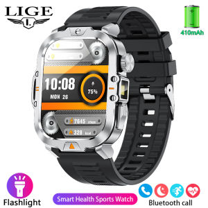 Lige Đồng hồ thông minh cho nam giới 2.01 inch TFT IPS Màn hình HD 400mAh pin lớn cuộc gọi Bluetooth IP68 không thấm nước 100 + theo dõi thể dục thể thao