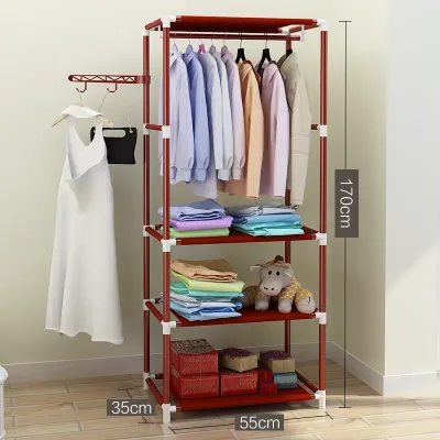 Portable Fabric Clothes Wardrobe Dustproof Clothing Storage Cabinet Large Capacity Organizer Random Color Fast Shipping