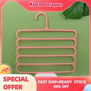 Kocoo ที่แขวนเสื้อผ้าที่แขวนกางเกงขายาวที่เก็บของในตู้เสื้อผ้าที่แขวนผ้าเช็ดตัวผ้าพันคอ5ชั้นจัดระเบียบ