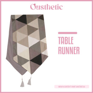 Table Runner Rumbai Ruang Tamu Mewah Panjang 120 140 160 180 200 240 Katun Motif Trivia Cokelat